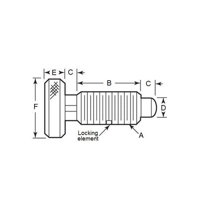 1071298 | PLST-064C-127-HKACL-011 (250 Pcs) --- Spring Plungers - 1/4-20 UNC - 6.35mm - 12.7 mm - 2.2 N Knurled Handle - Steel Body with Acetal Plunger