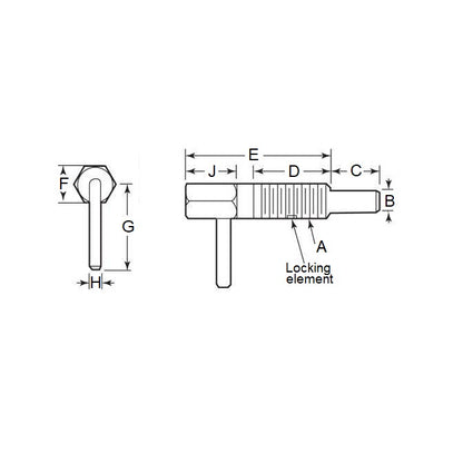 1111979 | PLST-159C-445-HLPCL-022 (Each) --- Spring Plungers - 5/8-11 UNC - 15.88mm - 44.5 mm - 4.5 N L Handle - Steel Body with Phenolic Plunger