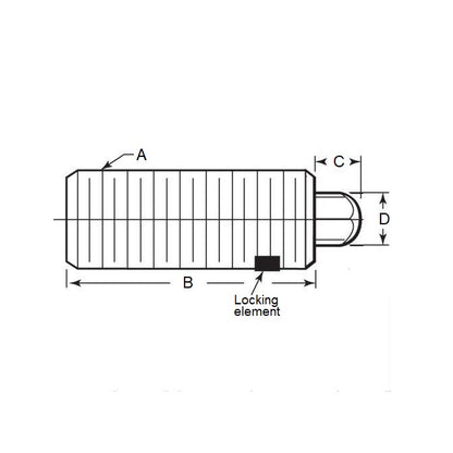 1049911 | PLST-035C-127-S3HX-007 --- Spring Plungers - 6-32 UNC - 3.5mm - 12.7 mm - 4.5 N No Handle - Stainless Steel Plunger
