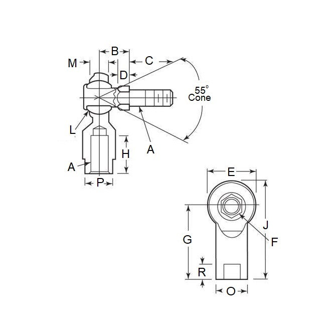 1059161 | SPF3SRS --- Female Rod Ends - 4.764 - 14.28x11.1 mm - Steel with Nylon Seat Rod End