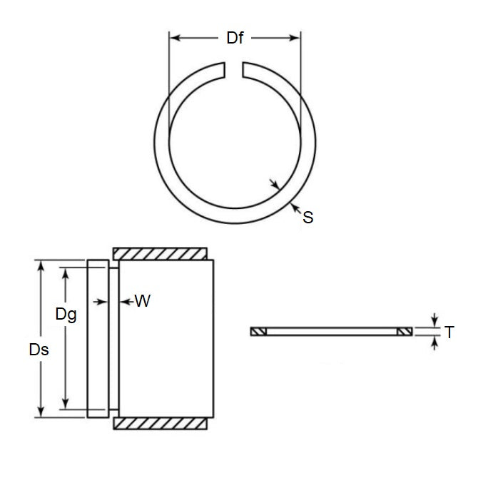 1191920 | WRE-0900-LS (Pack of 350)  --- External Retaining Rings - 90x2.5x88 mm Snap Rings - Carbon Spring Steel Snap Ring