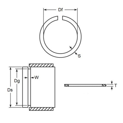 1048689 | WRE-0032-SQ-C --- External Retaining Rings - 3.18x0.51x2.92 mm - Spring Steel