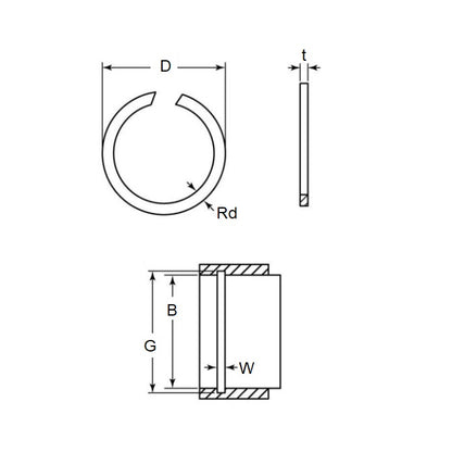 1159929 | WRI-0400-LS (PK-500) --- Internal Retaining Rings - 40x1.5x41.2 mm Snap Rings - Carbon Spring Steel Snap Ring