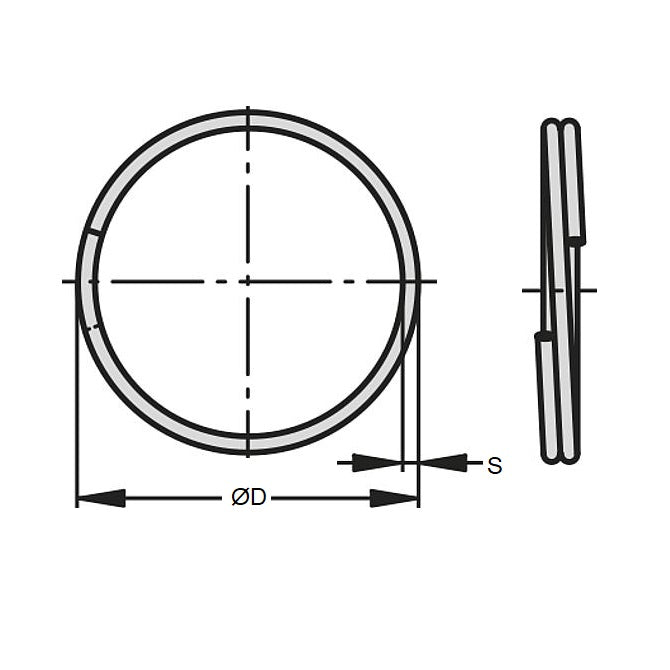 1040973 | RS23-29-ZP (5 Pcs) --- Split Rings - 2.3x29.5x34 mm Zinc Plated Steel - Carbon Spring Steel Zinc Plated