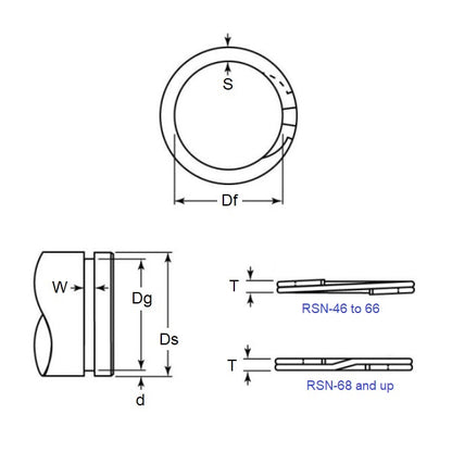 1184076 | RSN-375 --- External Retaining Rings - 95.25x2.82x90.22 mm - Spring Steel