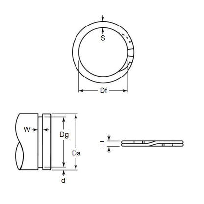 1111286 | RST-062 (5 Pcs) --- External Retaining Rings - 15.88x0.89x15.14 mm - Spring Steel