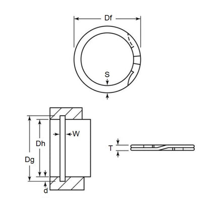 1192514 | RR-425 (PK-2) --- Internal Retaining Rings - 107.95x1.55x111.25 mm Spiral Rings - Carbon Spring Steel