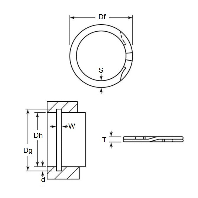 1194002 | RR-437 (PK-6) --- Internal Retaining Rings - 111.13x1.55x114.43 mm Spiral Rings - Carbon Spring Steel