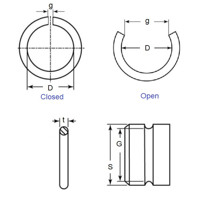 1037824 | WRE-0016-RD --- External Retaining Rings - 1.58x0.23x1.32 mm - Spring Steel