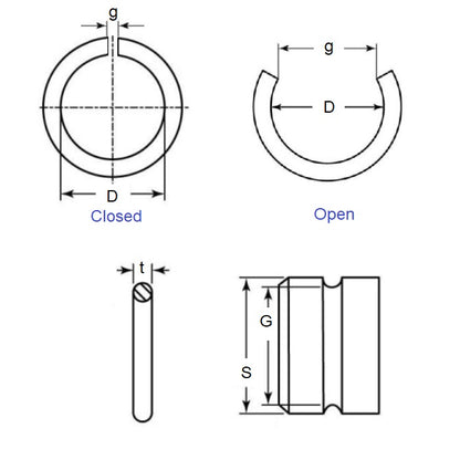 1037824 | WRE-0016-RD --- External Retaining Rings - 1.58x0.23x1.32 mm - Spring Steel