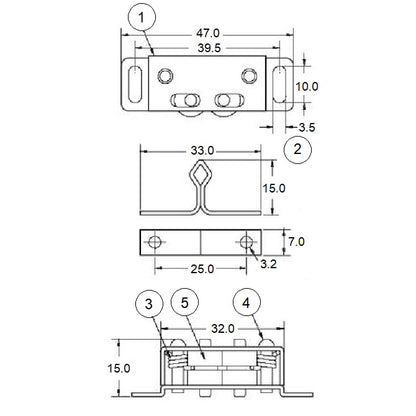 1157408 | SUG-544RS --- Roller Catches - 47x32x15 mm
