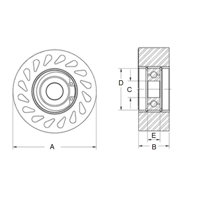 1168841 | DR-9502-60UR-BPC --- Durasoft Shaft Mount Rollers - 63.5x23.34 - None Urethane With Ball Bearing - Polyurethane Roller