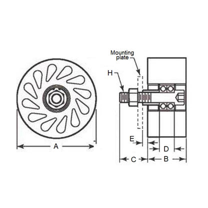 1169006 | RR-444RS --- Durasoft Stud Mount Rollers - 63.5 1/2-13 UNC - 12.7mm - 35.814 mm - Urethane Roller