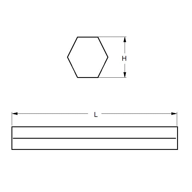 1094587 | 6R-0111-0914-CSL (Length) --- Hexagonal Bar Rod - 11.11x914 mm - Low Carbon - Carbon Steel - Low Carbon