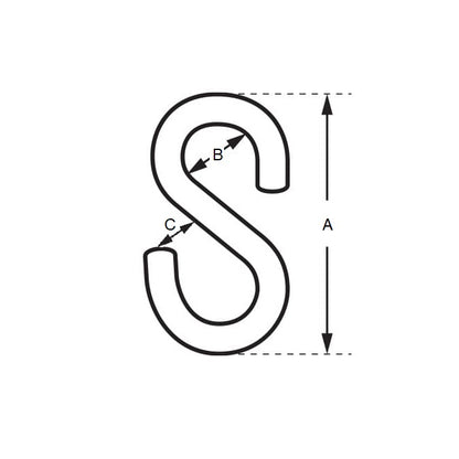 1042731 | SH-21RS (5 Pcs) --- S Shape Steel Hooks - 2.667x25.4x7.938 mm