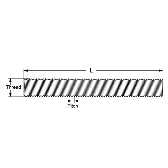 1037548 | AT020M-1000-S6 (Each) --- Allthread Threaded Rod - M2 - 2x0.4mm -0.4 - 1000 mm - Stainless Steel 316 Similar to A4, 18-10