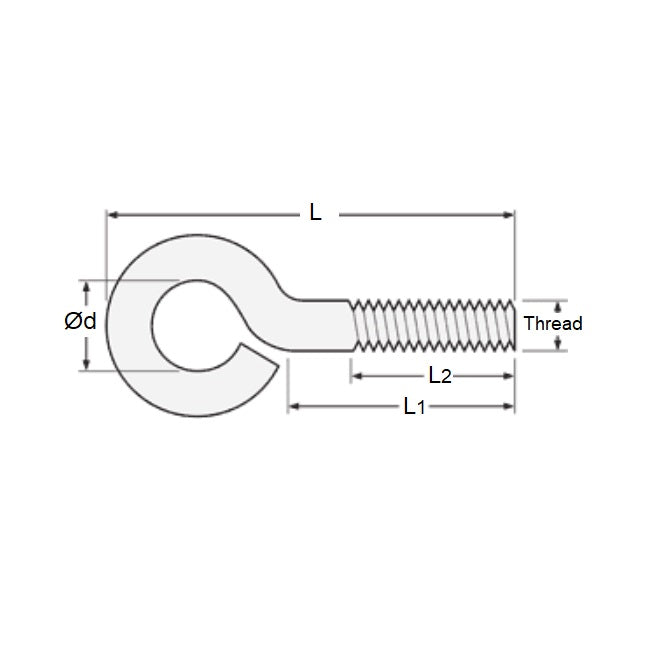 1110430 | EB-295RS (Each) --- Bent Eye Bolts - 1/2-13 UNC - 12.7mm - 152.4x38.1 mm Steel