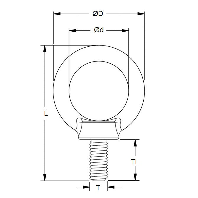 1110547 | FS-7RS --- Threaded Shank Eye Bolts - 5/8-11 UNC - 15.88mm - 44.45x34.925 mm Shouldered
