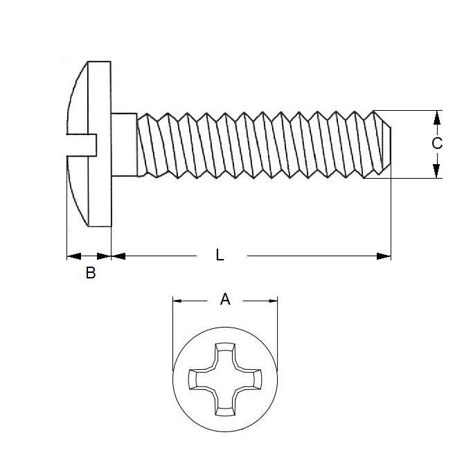 1067664 | SC060M-025-F-PH-BR (100 Pcs) --- Fillister Head Screws - M6 -6x1mm- 25 mm - Brass