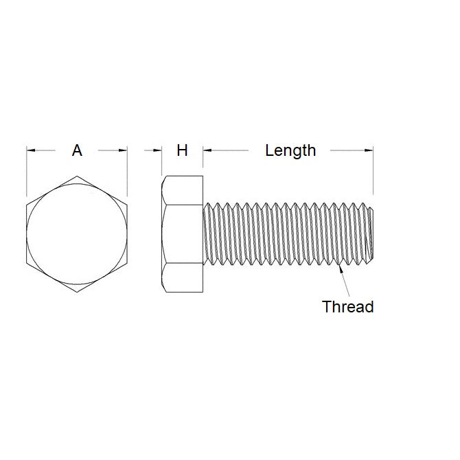 1084619 | SC095W-152-H-CZ (PK-50) --- Hex Head Screws - 3/8-16 BSW - 9.53mm - 152.4 mm - Zinc Plated Steel Steel Zinc Plated Screw