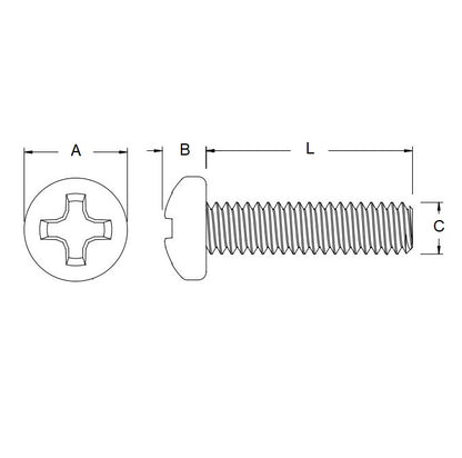 1042713 | SC026M-004-PJ-PH-S4 --- Pan Head Screws - M2.6 -2.6x0.45mm- 4 mm - 304 Stainless