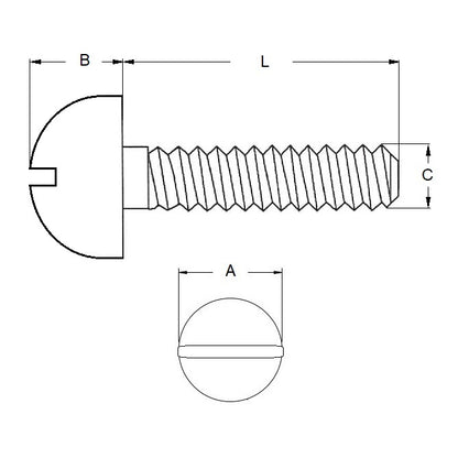 1069643 | SC064W-076-R-SL-BR (50 Pcs) --- Round Head Screws - 1/4-20 BSW -6.35mm- 76.2 mm - Brass