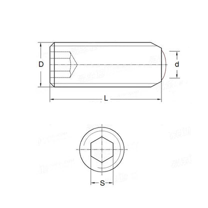 1054796 | SS042C-0064-AS-OT (100 Pcs) --- Oval Tip Socket Set Screws - 8-32 UNC - 4.17mm - 6.4 mm - Oval Tipped - Carbon Steel Screw