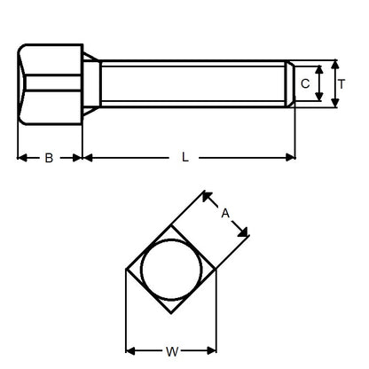 1086993 | SC095C-076-SQ-C-CP --- Set Screws - 3/8-16 UNC - 9.53mm - 76.2x7.92 mm Cup Point