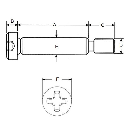 1062241 | SHLD050-020-PH-S3 (50 Pcs) --- Shoulder Screws - 5x20 mm - M4x0.7 Phillips - Stainless Steel 303/304 Similar to A2, 18-8 HRB80 Screw