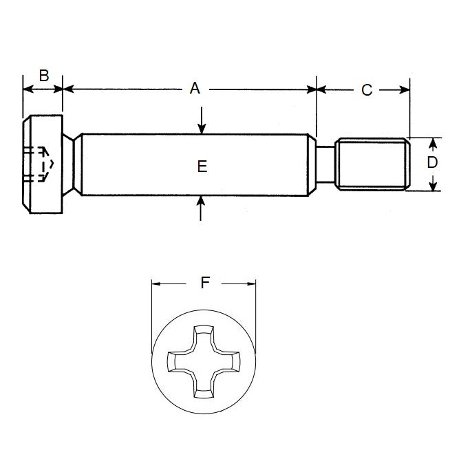 1061084 | SHLD050-014-PH-S3 (Each) --- Shoulder Screws - 5x14 mm - M4x0.7 Phillips - Stainless Steel 303/304 Similar to A2 or 18-8 HRB80 Screw