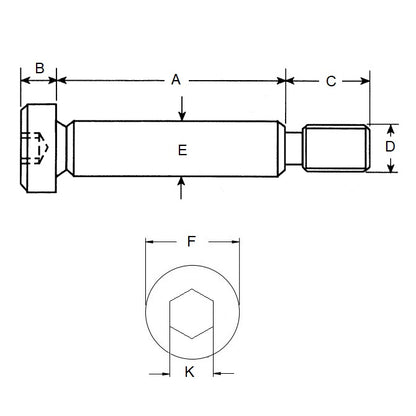 1082178 | SHLD080-050-SKT-S3 (PK-1000) --- Shoulder Screws - 8x50 mm - M6x1.0 Socket Head - Stainless Steel 303/304 Similar to A2, 18-8 HRB80 Screw