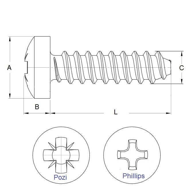 1040556 | SCT0218-010-PLS-P-PH-CZ (10 Pcs) --- Self Tapping Screws - 2.18x9.5 mm - 2 Soft Plastics - Zinc Plated Steel Screw