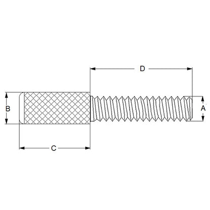 1043346 | THS028C-025-K-3-P --- Thumb Screws - 4-40 UNC - 2.85mm - 25.4x34.93 mm Knurled - Stainless Steel 303/304 Similar to A2, 18-8 HRB80 Screw