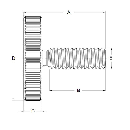 1054915 | THS042C-010-K-3-N --- Thumb Screws - 8-32 UNC - 4.17mm - 9.53x15.88 mm Knurled - Stainless Steel 303/304 Similar to A2, 18-8 HRB80 Screw