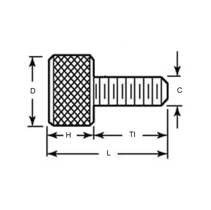 1054914 | THS042C-010-K-3 --- Thumb Screws - 8-32 UNC - 4.17mm - 9.53x14.29 mm Knurled - Stainless Steel Screw