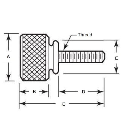1043333 | THS028C-019-K-NY-WF (10 Pcs) --- Thumb Screws - 4-40 UNC - 2.85mm - 19.05x26.19 mm Knurled - Nylon Polyamide 6/6 Screw