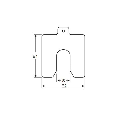1000958 | SHMPS-42265 (5 Pcs) --- Slotted Shims - Thickness 0.125 inch 0.625 - 2 inch x 2 inch Imperial Sizes - Carbon Steel Shim