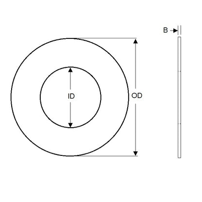 1127655 | W0222-FP-035-0079-CL (10 Pcs) --- Flat Washers - 22.225x34.93x0.79 mm - Carbon Steel - Low Carbon 1010 Cold Rolled