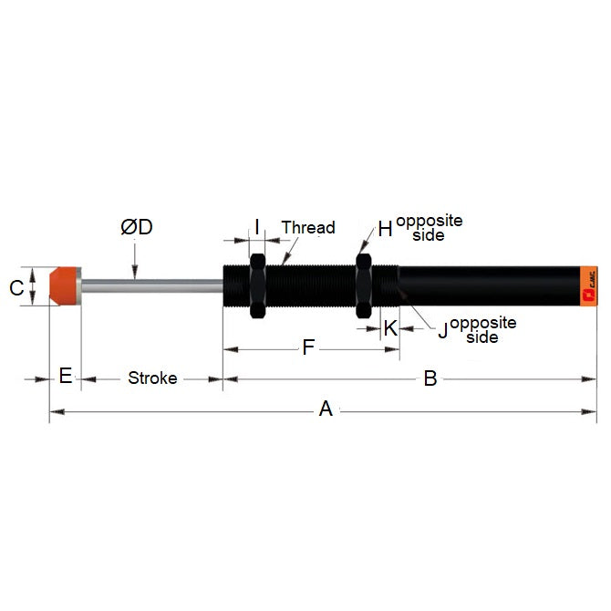 1153098 | AC-2540-2 --- Hydraulic Shock Absorbers - 40 mm M25x1.5 213 mm
