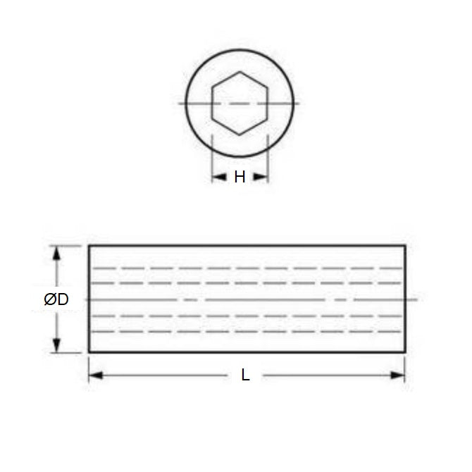 1142741 | SLH-3175-5239-12700 --- Hex Hole Sleeves - 31.75x52.388x127 mm - Carbon Steel 11L17