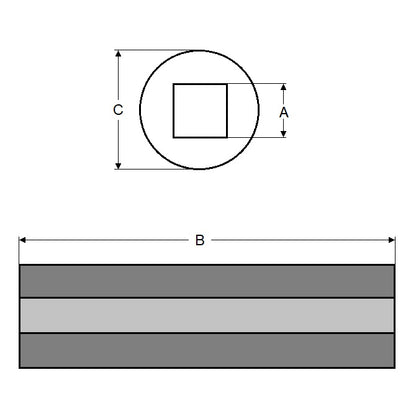 1119703 | SLQ-1905-2896-10160 --- Square Hole Sleeves - 19.05x28.956x101.6 mm Plain - Carbon Steel 11L17 Sleeve