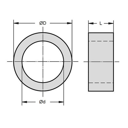 1060355 | W0050-F-010-010-BN (PK-5) --- Through Bore Round Spacers - 5x10x1 mm - Brass - Nickel Plated Spacer