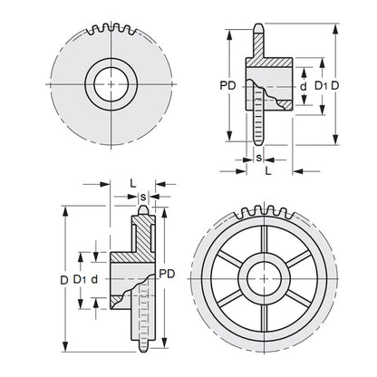 1122115 | SP1-031-015B-020-040-AB --- Roller Chain Sprockets - 20 tooth - 19.84x7.9 mm Simplex - Acetal Sprocket