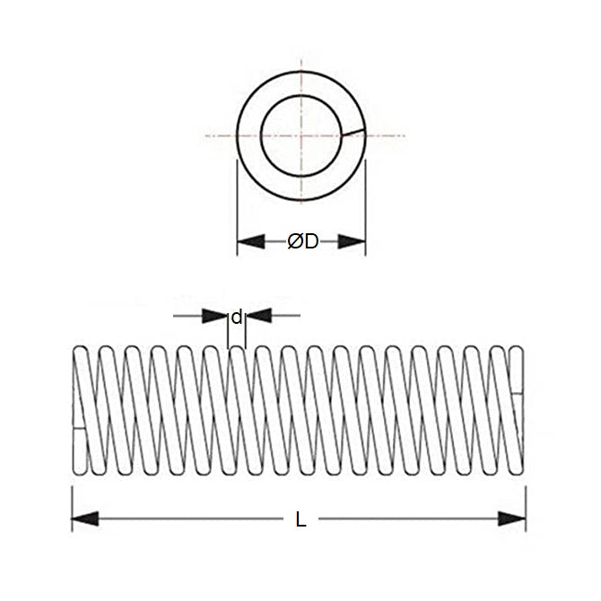 1053164 | CS-0400-0150-04-S4-C (5 Pcs) --- Compression Springs - 4x15x0.4 mm - Stainless Steel 304 Similar to A2, 18-8 HRB80 Spring