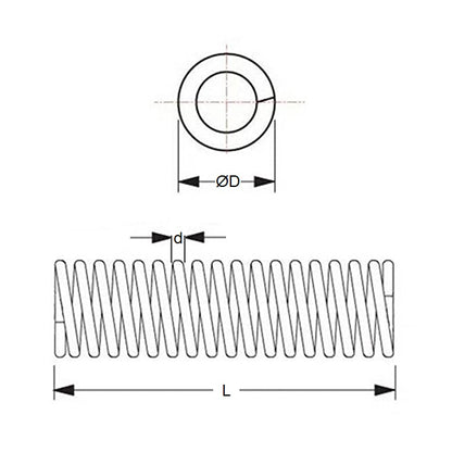 1053164 | CS-0400-0150-04-S4-C (5 Pcs) --- Compression Springs - 4x15x0.4 mm - Stainless Steel 304 Similar to A2, 18-8 HRB80 Spring