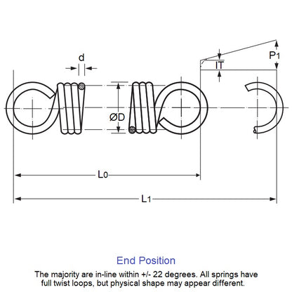 1092202 | ES-1000-0450-14-M (5 Pcs) --- Extension Springs - 10x45x1.4 mm Music Wire - Steel Spring