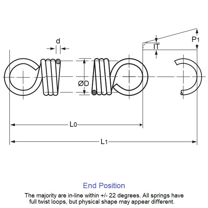 1084149 | ES-0914-0508-11-S2 --- Extension Springs - 9.14x50.8x1.14 mm - Stainless Steel 302/304 Similar to A2, 18-8 Spring