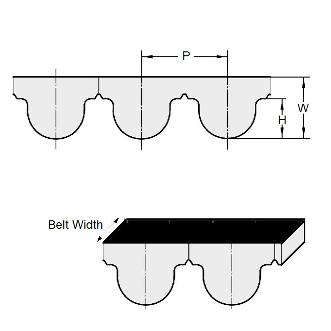 1169308 | B-050H-0059-0060-NFB-TW (Each) --- Timing 5mm Pitch Belts - 59 tooth - 295x6 mm HTD - Nylon Covered Neoprene with Fibreglass Cords Belt