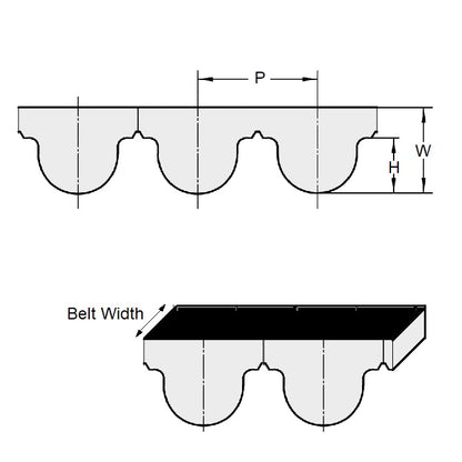 1169308 | B-050H-0059-0060-NFB-TW (Each) --- Timing 5mm Pitch Belts - 59 tooth - 295x6 mm HTD - Nylon Covered Neoprene with Fibreglass Cords Belt