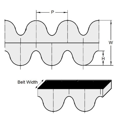1205955 | BD-030H-0199-0060-NFB --- Timing 3.000mm Pitch Belts - 199 tooth - 597x6 mm - Nylon Covered Neoprene Rubber with Fibreglass